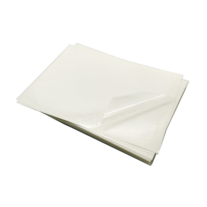 36um স্বচ্ছ পিইটি ফিল্ম / অপসারণযোগ্য আঠালো / 60 গ্রাম সাদা গ্লাসিন লাইনার