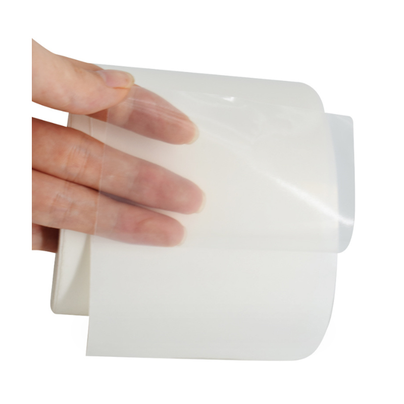 36um স্বচ্ছ পিইটি ফিল্ম / অপসারণযোগ্য আঠালো / 60 গ্রাম সাদা গ্লাসিন লাইনার