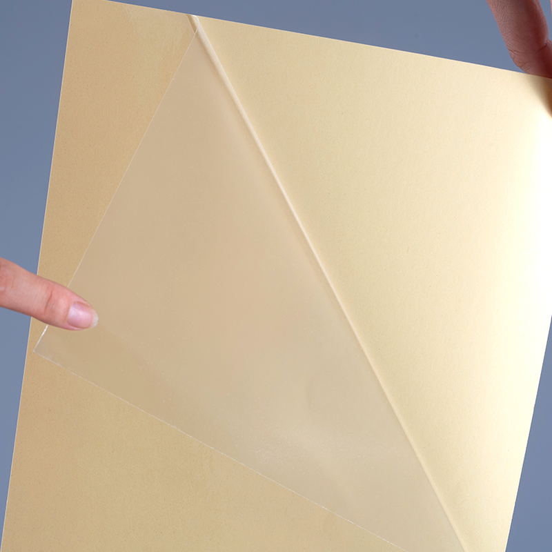 50mic স্বচ্ছ স্ব আঠালো পলিয়েস্টার ফিল্ম ভিনাইল স্টিকার প্রিন্টিং লেবেল জাম্বো রোল