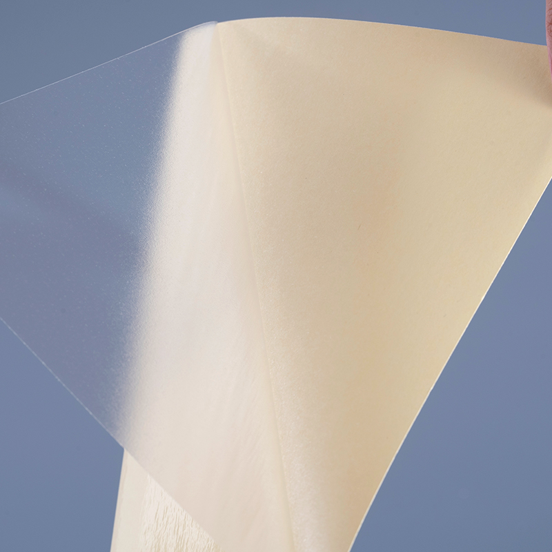 50mic স্বচ্ছ স্ব আঠালো পলিয়েস্টার ফিল্ম ভিনাইল স্টিকার প্রিন্টিং লেবেল জাম্বো রোল