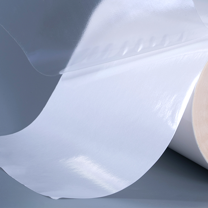 50mic স্বচ্ছ স্ব আঠালো পলিয়েস্টার ফিল্ম ভিনাইল স্টিকার প্রিন্টিং লেবেল জাম্বো রোল