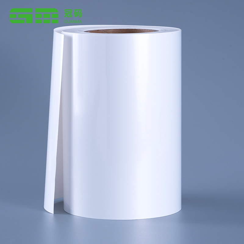 অপসারণযোগ্য আঠালো সহ 60mic চকচকে সাদা পিপি স্ব-আঠালো লেবেল কাগজ জাম্বো রোল